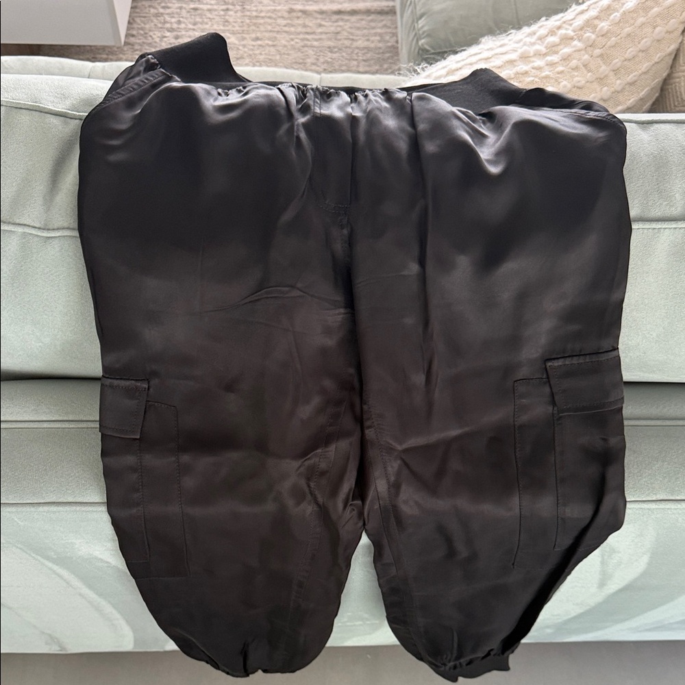 Cinq à Sept Satin Black Joggers